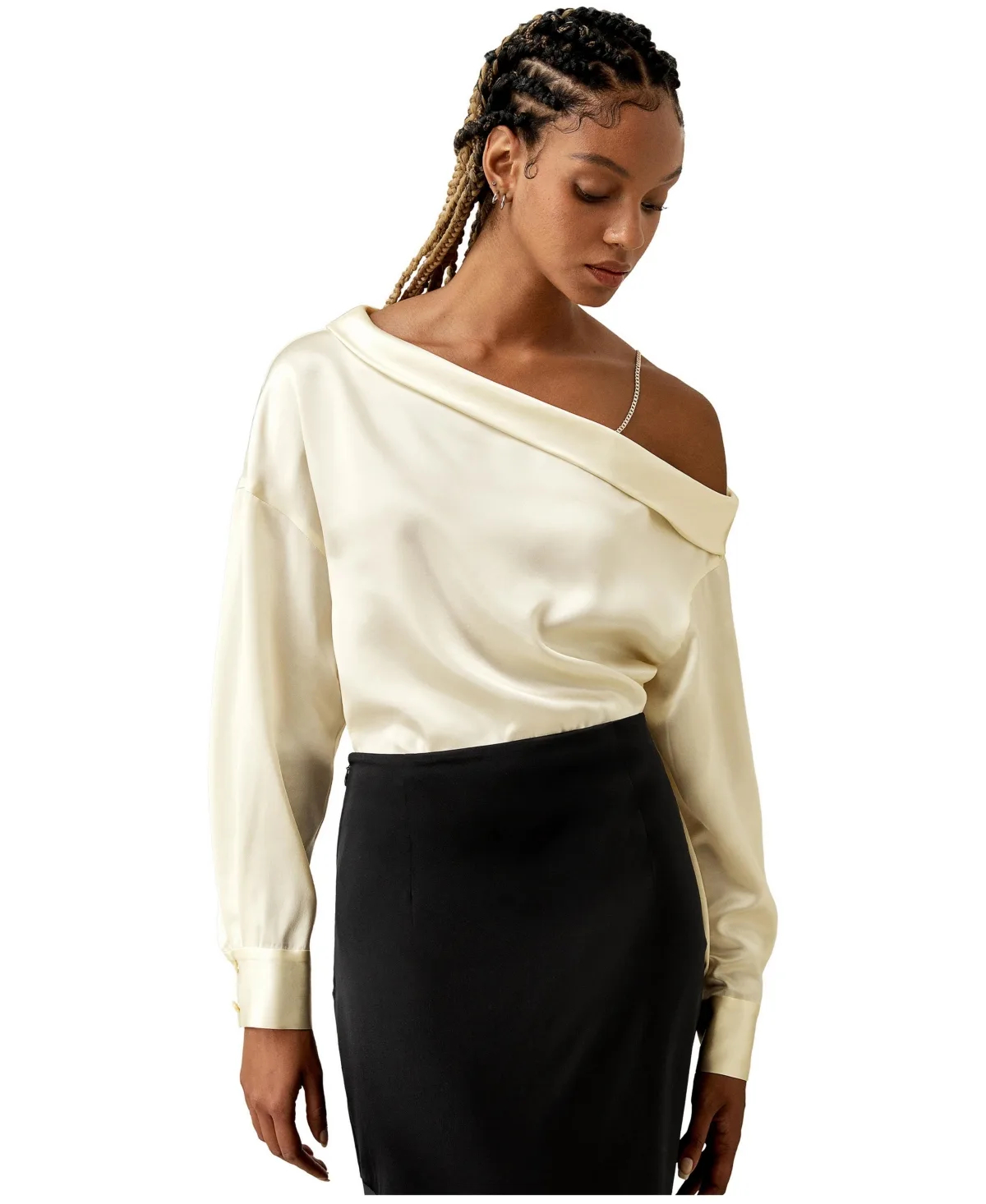 Silk Chic One-Shoulder Top by Lilysilk