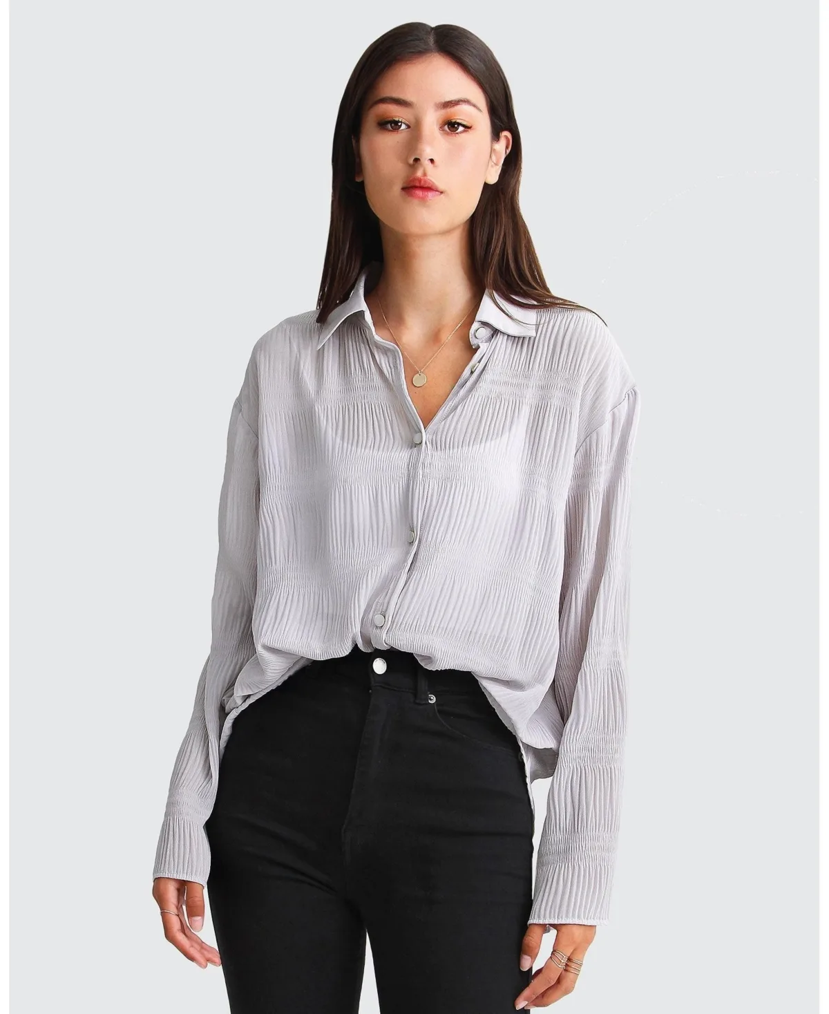 Yoko Shirred Chiffon Blouse by Belle & Bloom