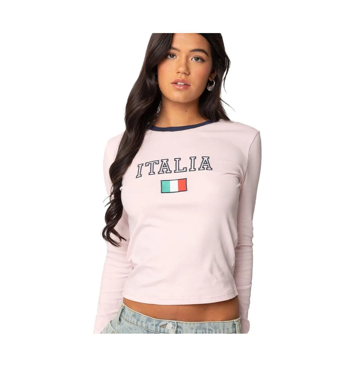 Italy Long Sleeve T Shirt by Edikted