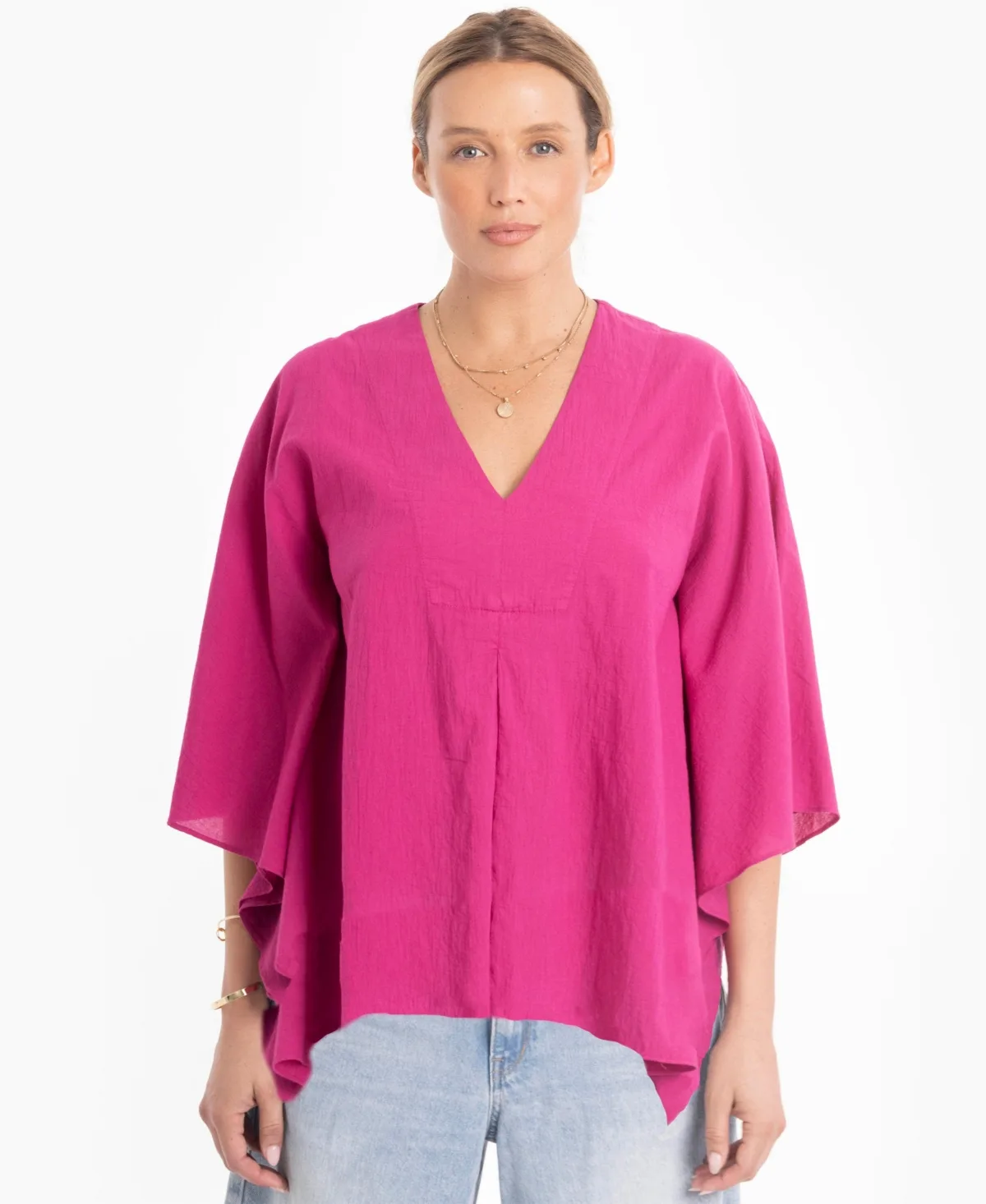 Ocean+Main Butterfly Sleeve Cotton Caftan Top by Ocean+main