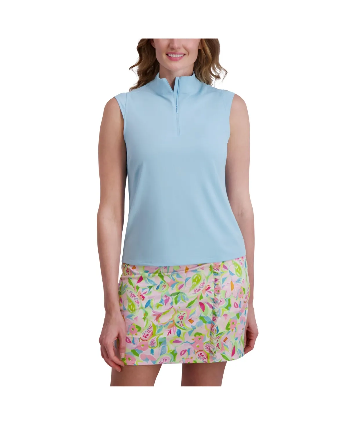 Mock Neck Zip Front Top by Stella Parker