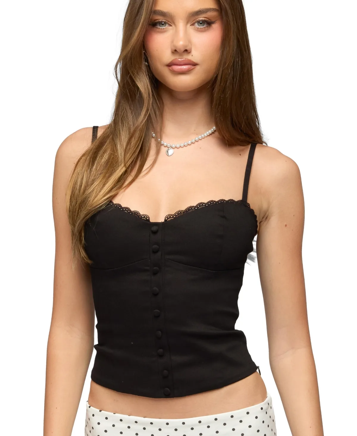 Helenna Button Front Lace Up Top by Edikted