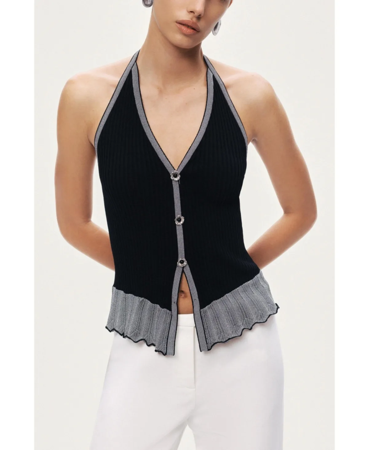 Halter Ribbed Knit Top by Nocturne