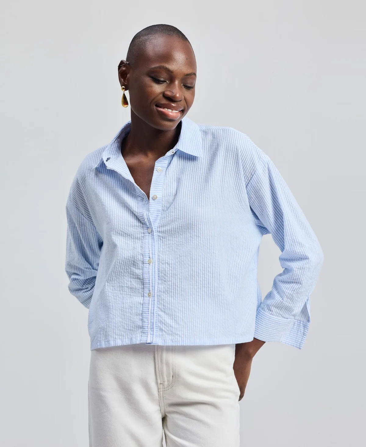 Crop It Like It S Hot Shirt in Stripes