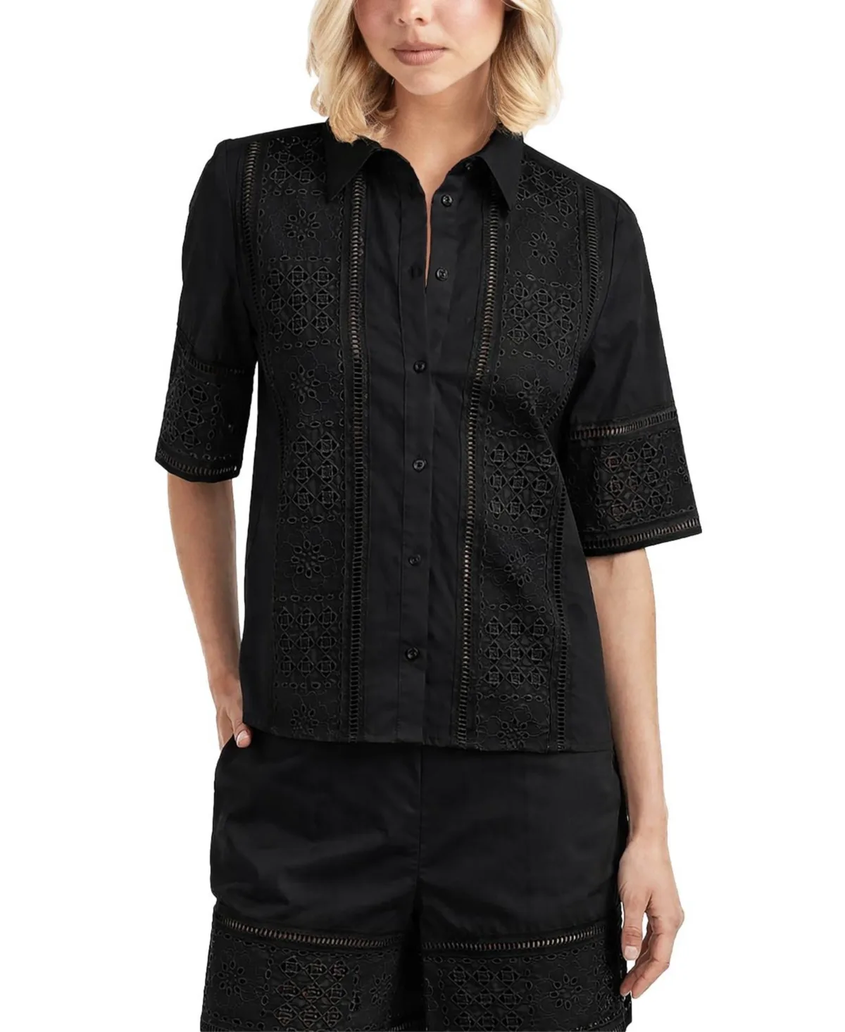 Lace Inset Shirt by Elle Collection