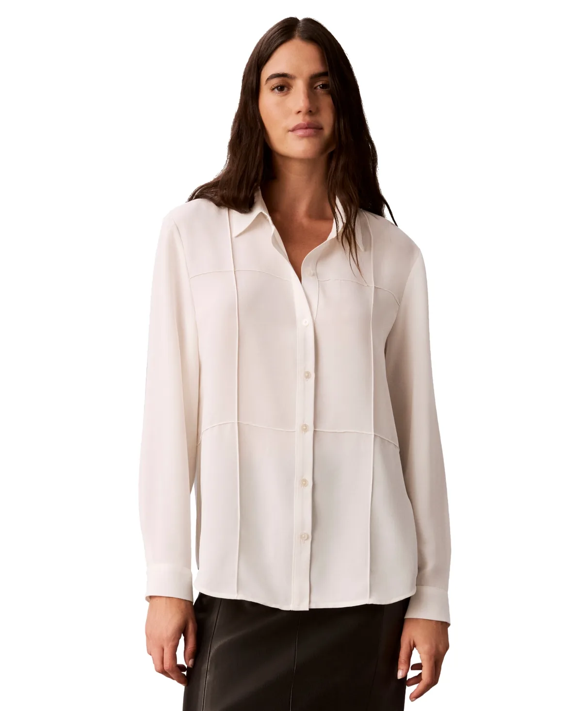 Long-Sleeve Collared Neck Shirt by Calvin Klein