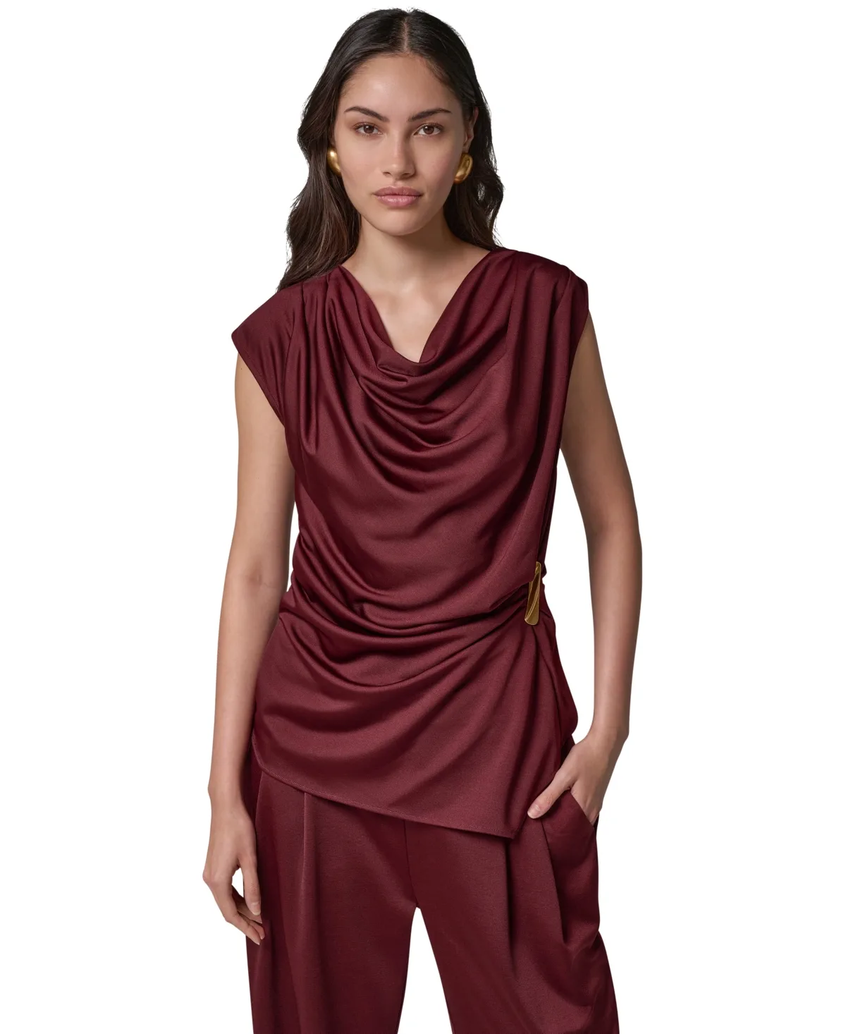 Cowl Neck Draped Sleeveless Blouse by Donna Karan New York