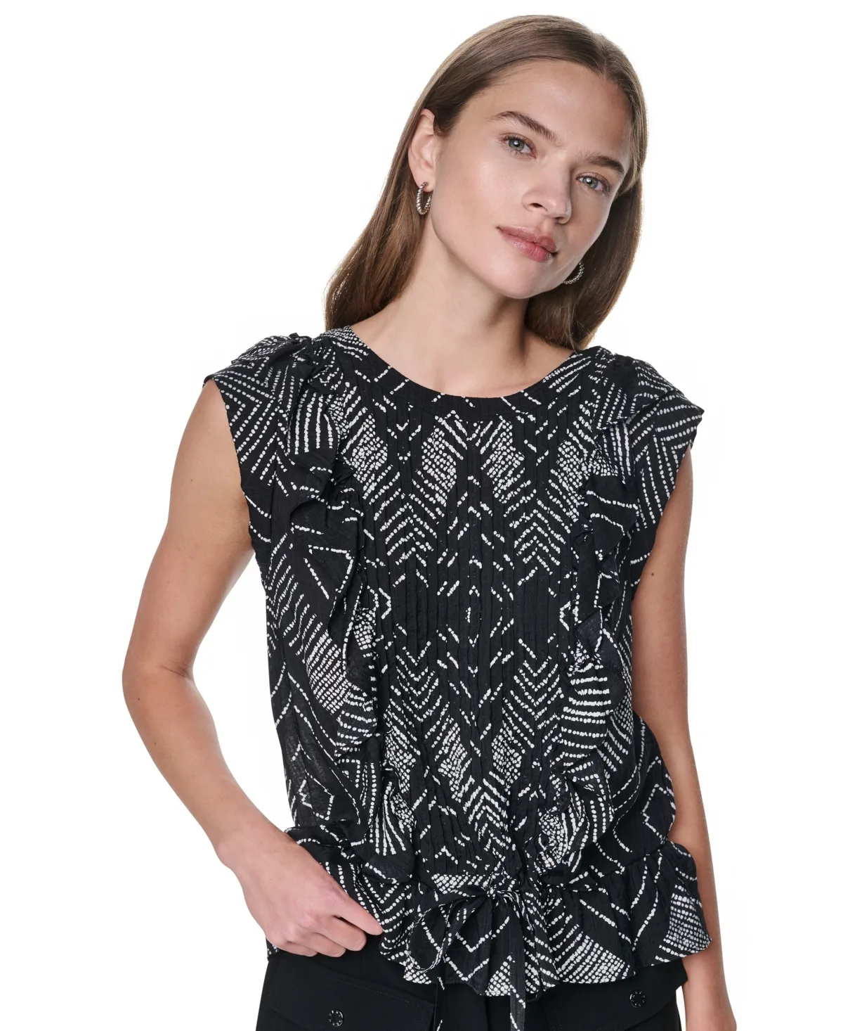 Printed Crewneck Blouse by Dkny