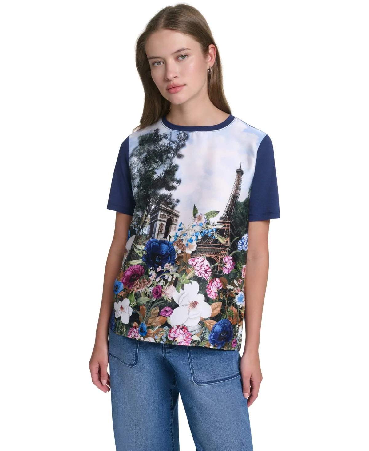 Tie-Front Graphic Sweater by Karl Lagerfeld Paris