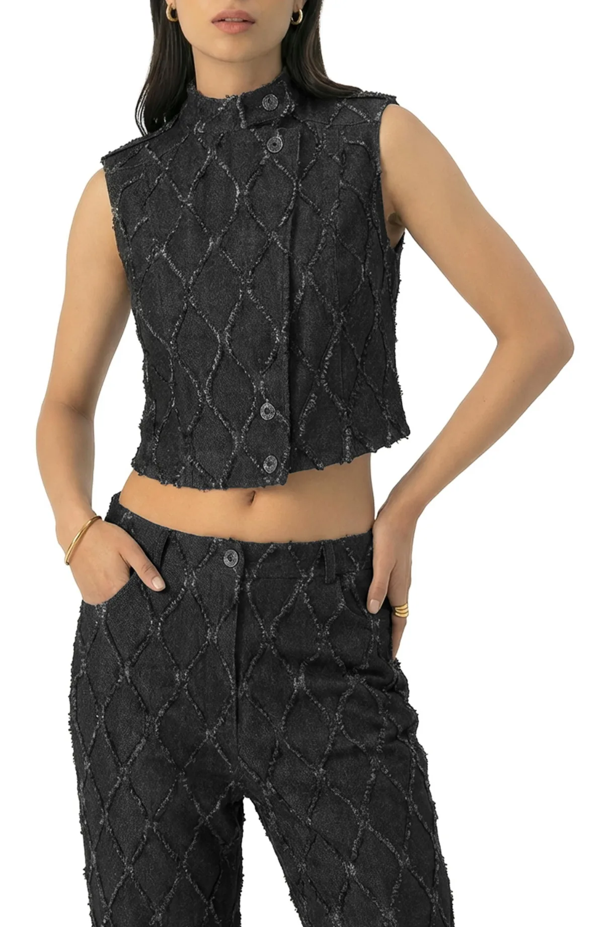 Distressed Denim Vest by Ivonne