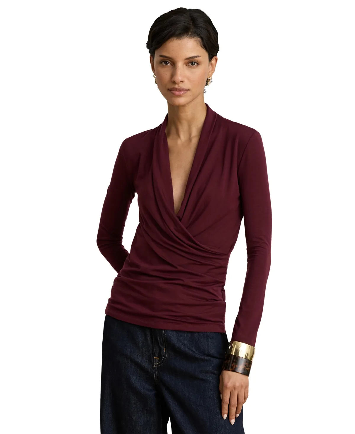 Long-Sleeve Surplice Blouse by Lauren Ralph Lauren