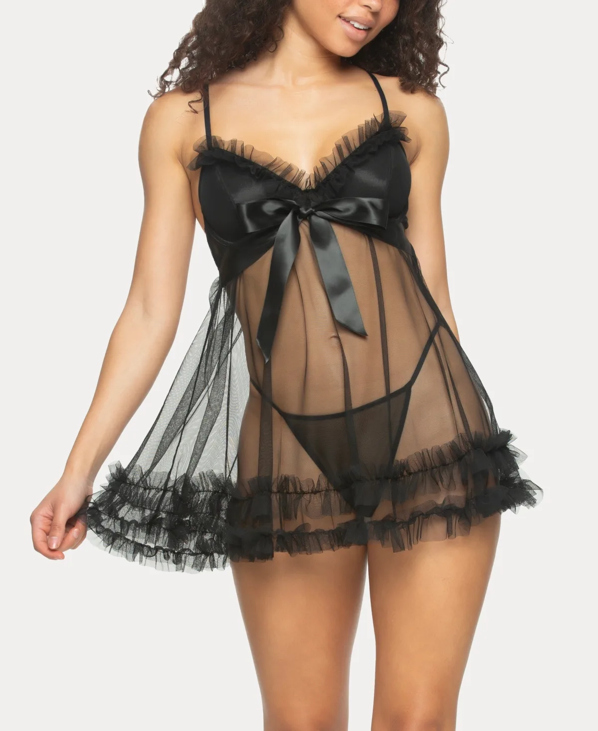 Veil Tulle Ruffle Babydoll Set by Jezebel