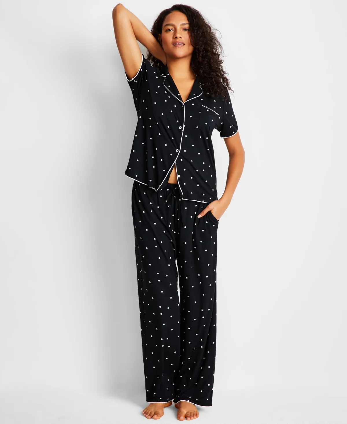 Fluid Knit Notched Pajama Set by State Of Day
