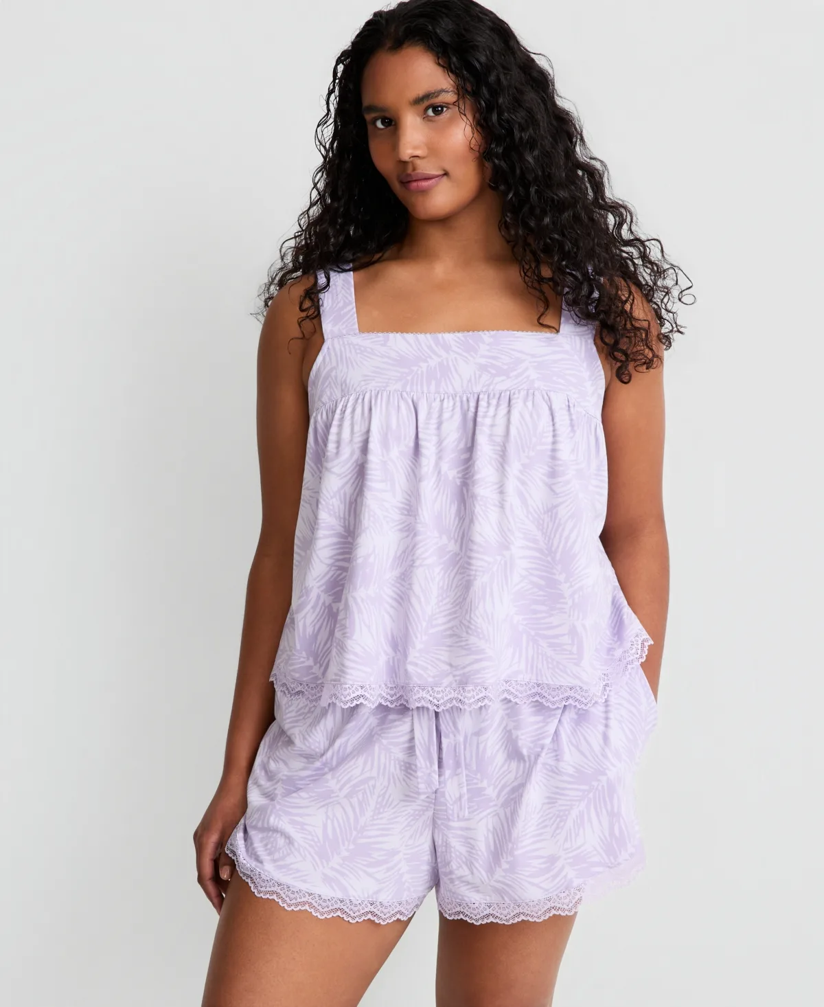 Lace Trim Knit Tank & Shorts Pajama Set by State Of Day