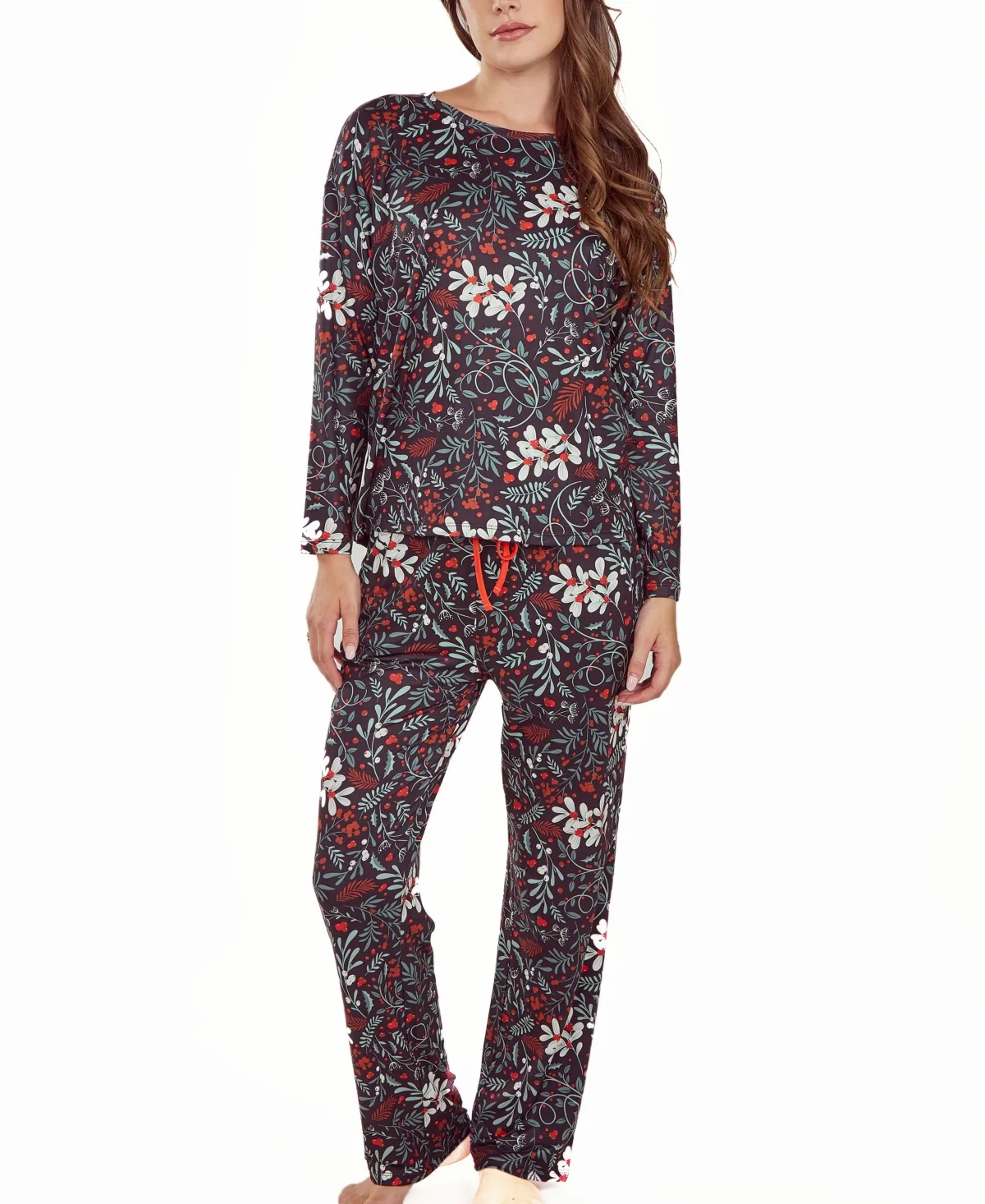Ultra Soft Floral Print Top and Pant Pajama Set by Icollection
