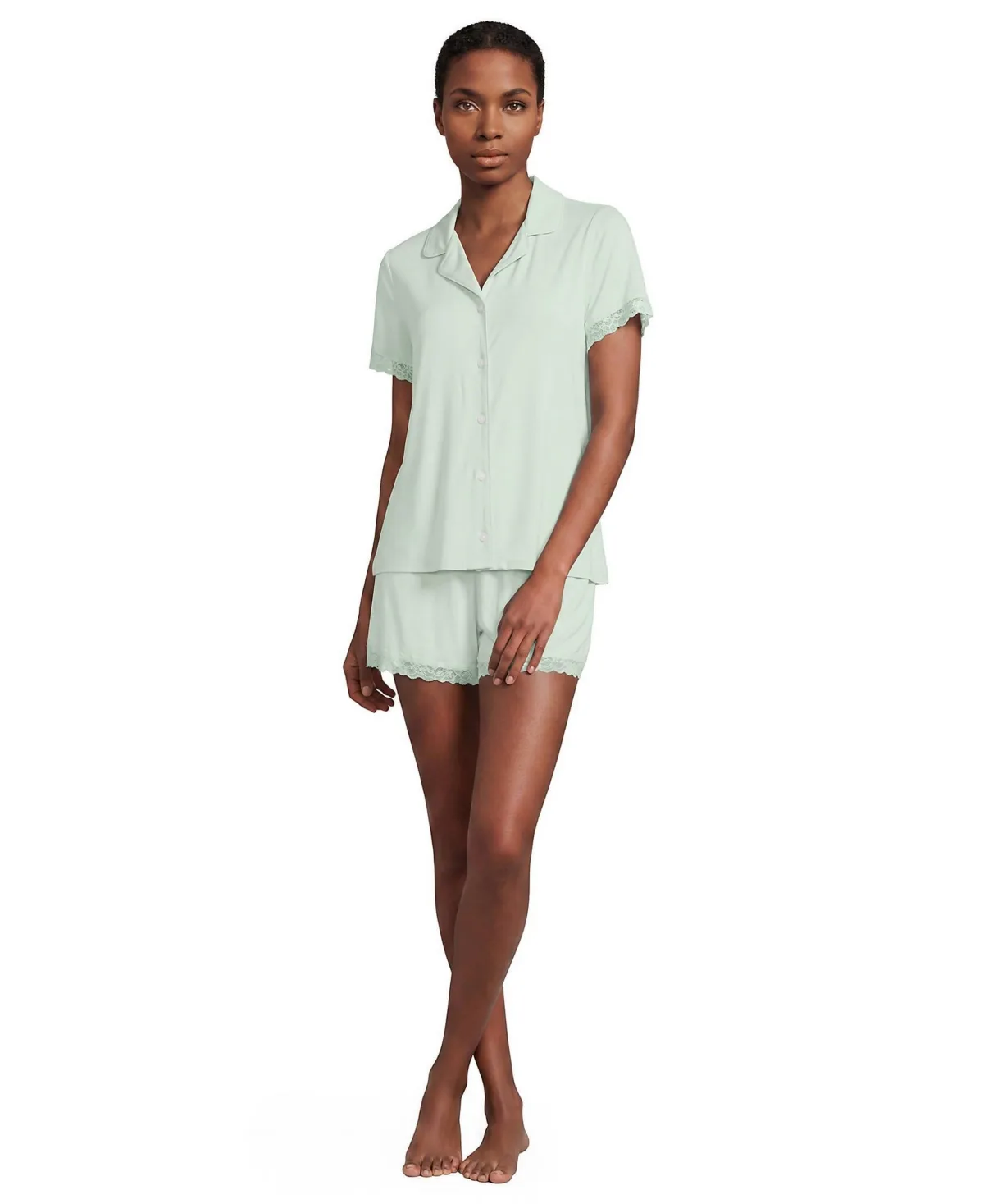 Cooling Lace Trim Top and Shorts Set by Lands' End
