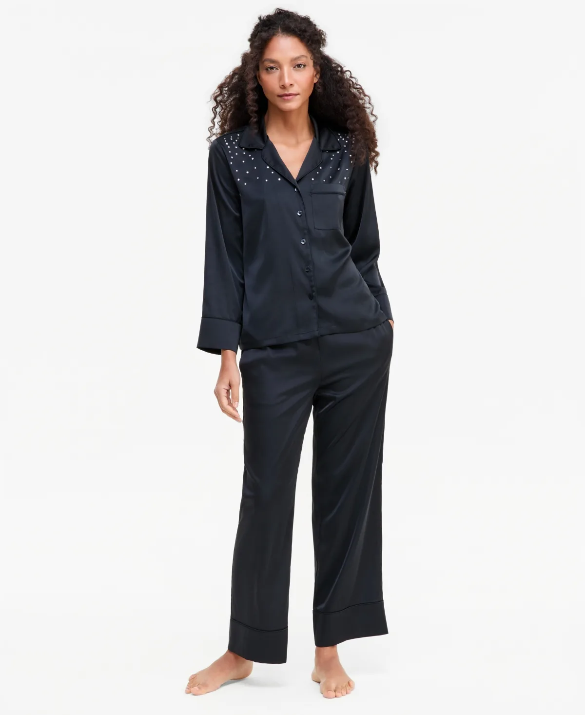Diamonte Satin Long Pajama Set by I.n.c. International Concepts
