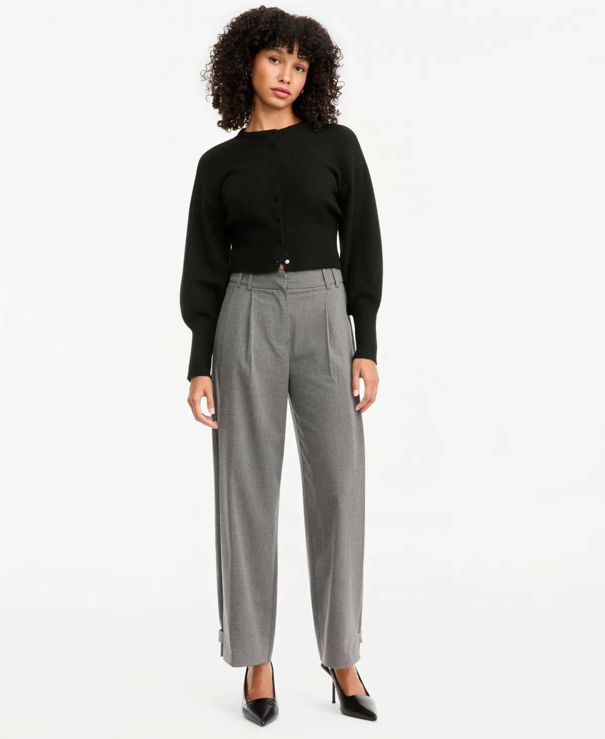 Pleated Suiting High-Rise Wide-Leg Pants by Bar Iii