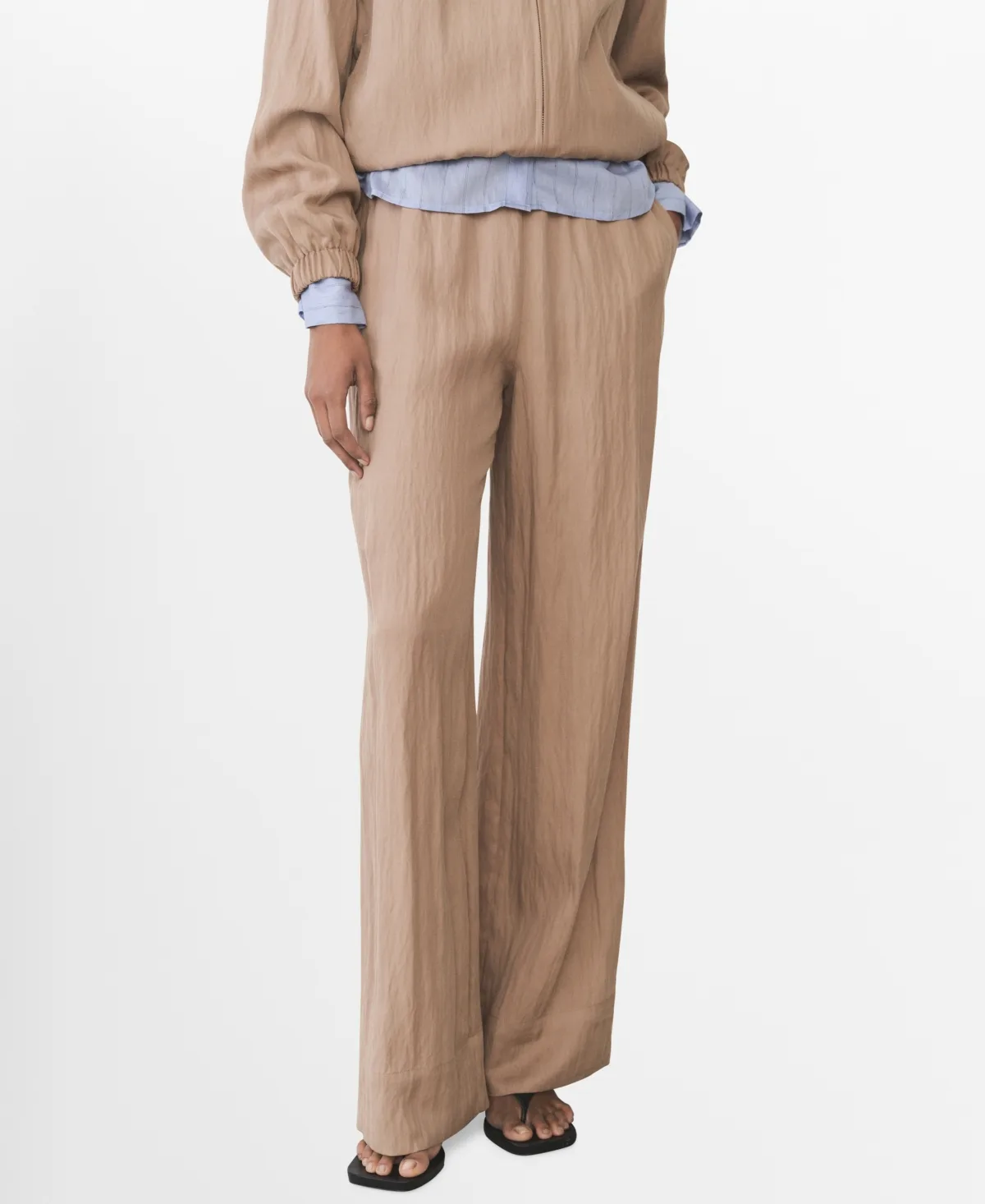 Straight Lyocell Texture Pants by Mango