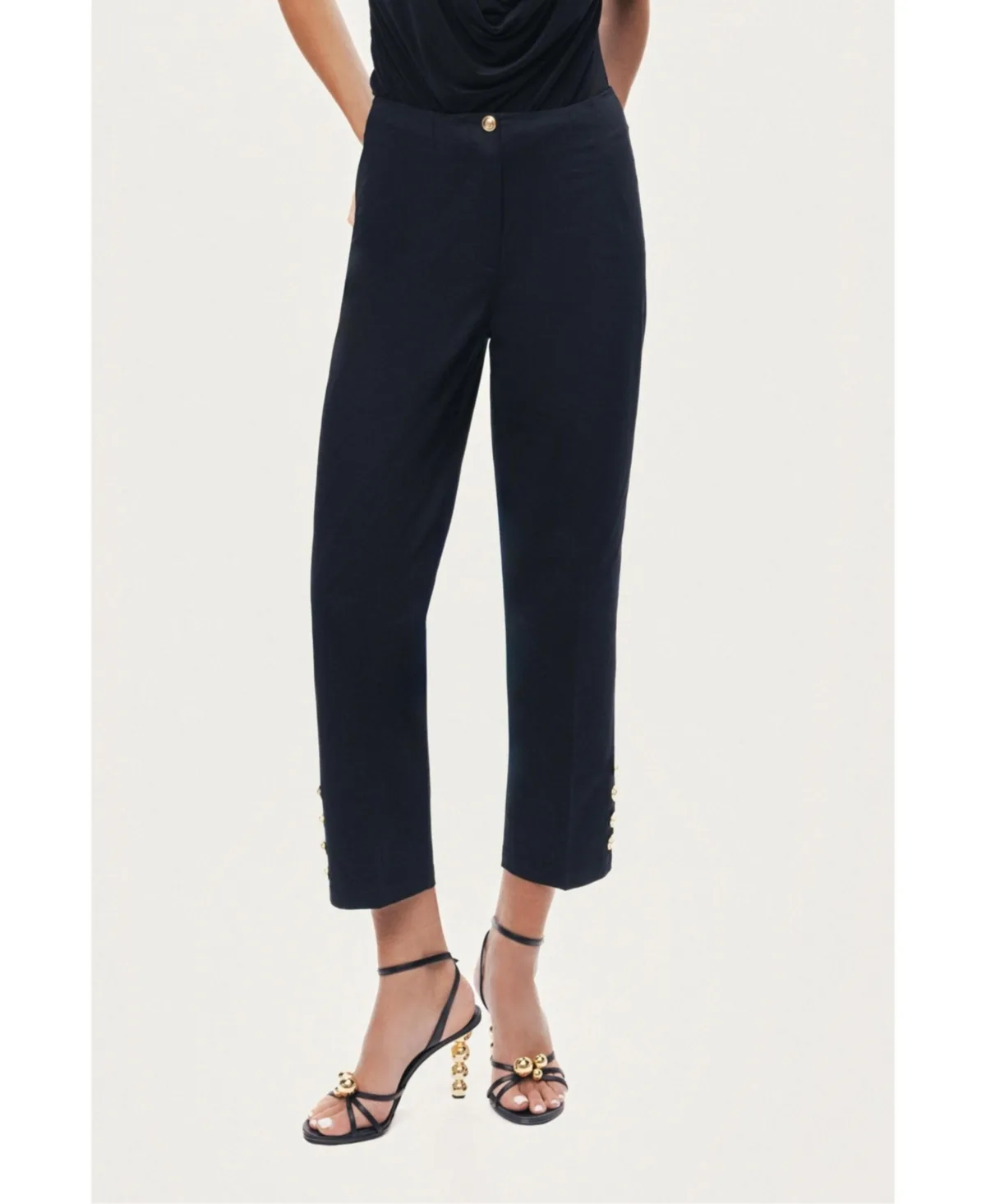 Gold Button Detail Pants by Nocturne