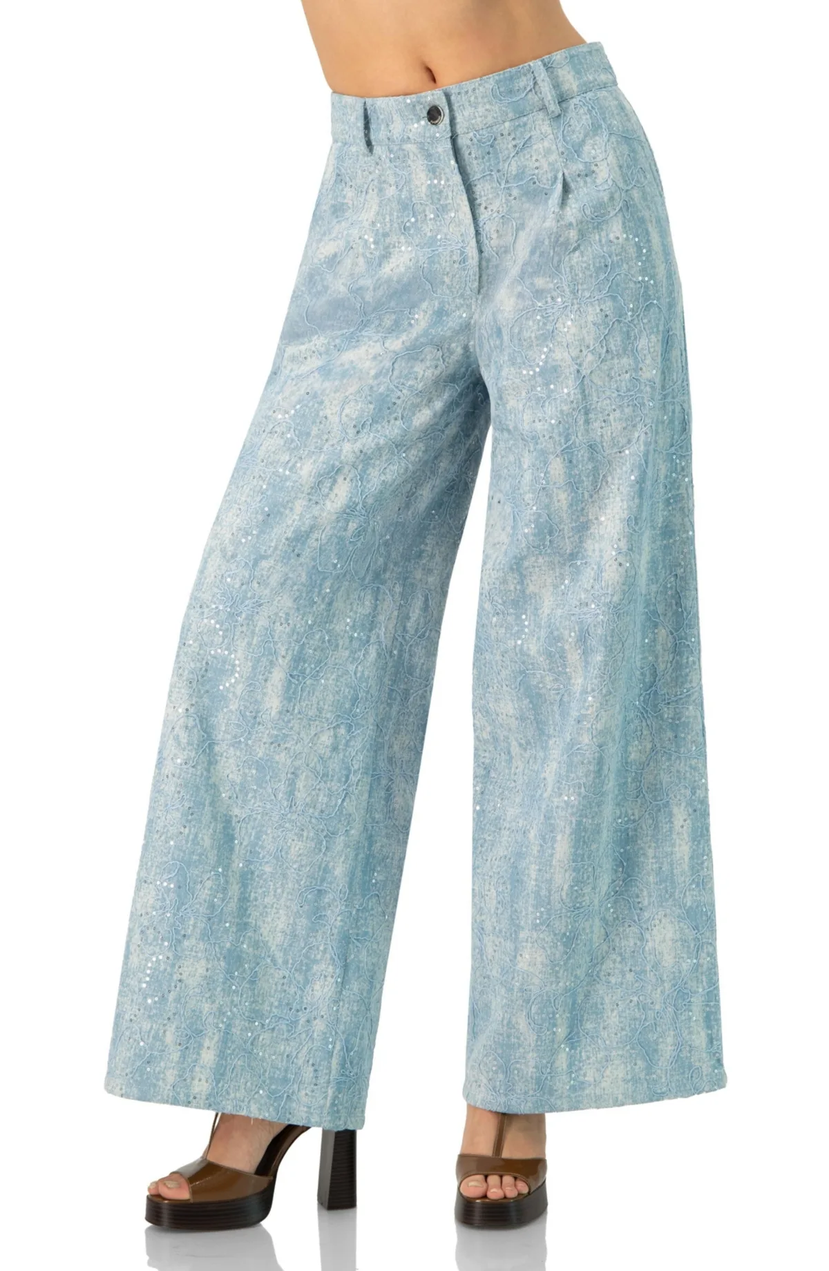 Wide Leg Embroidered Jeans by Ivonne