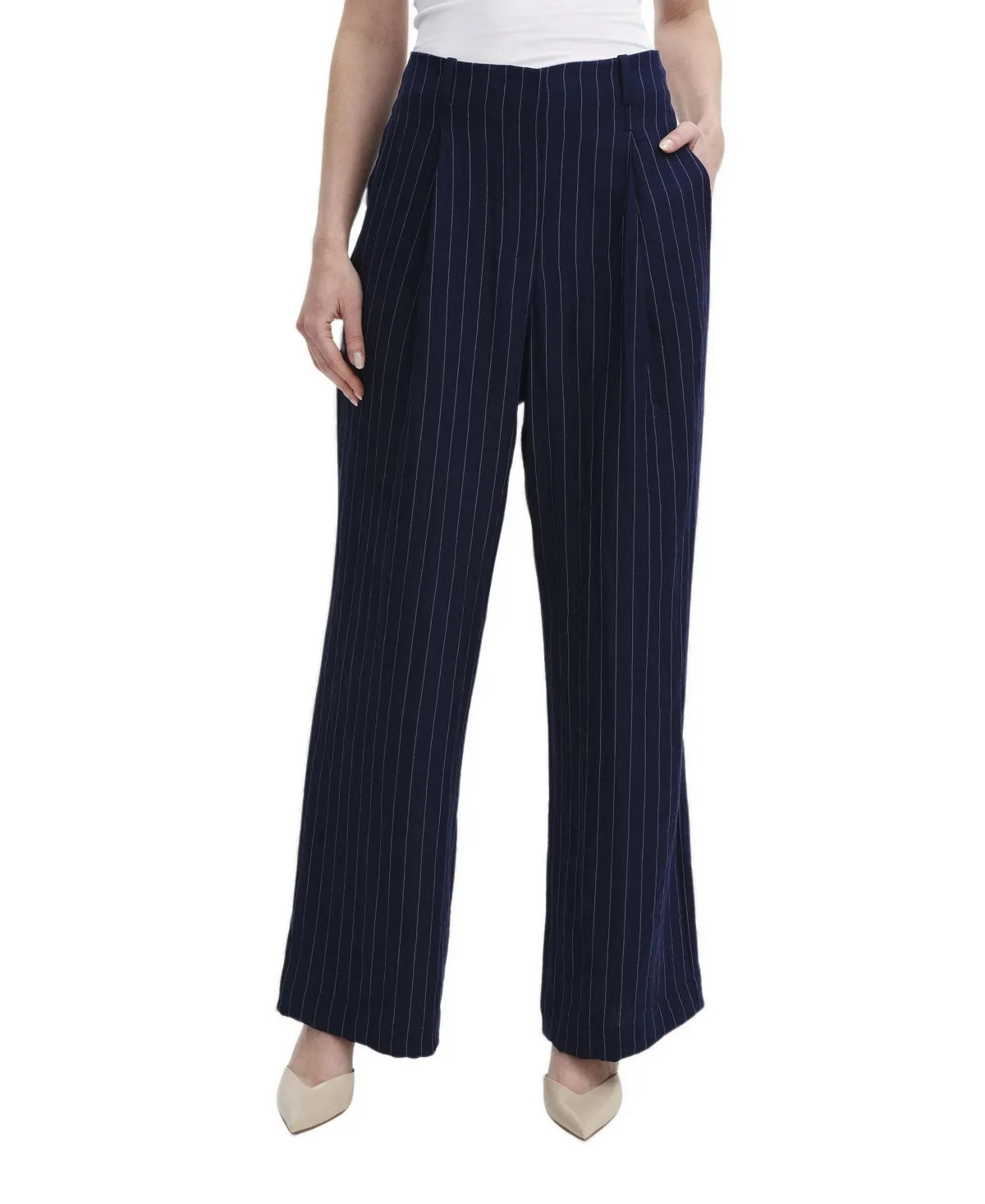 Mara High-Waist Wide-Leg Trousers by Finery London