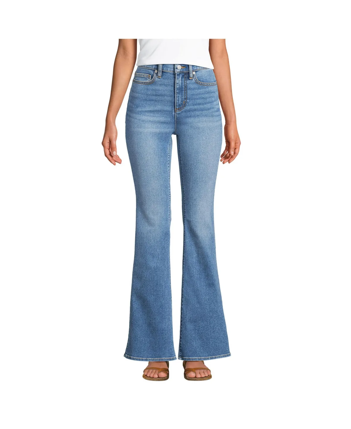 Recover Denim High Rise Skinny Flare Jeans by Lands' End