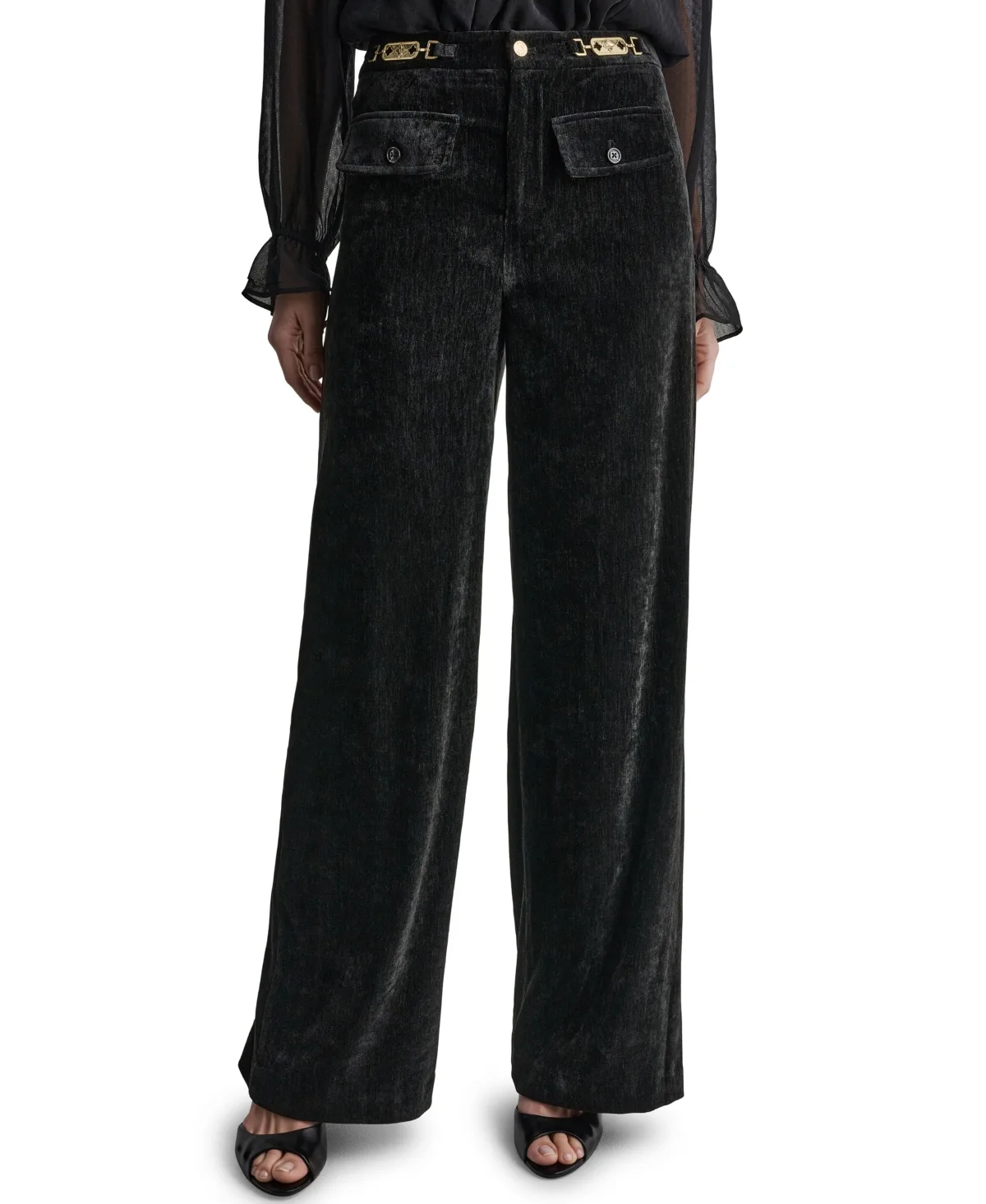 High-Rise Wide-Leg Velvet Pants by Bcbg