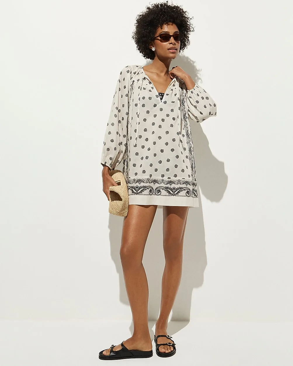 Cotton Voile Relaxed-Fit Tunic Dress in Bandana Print by J.Crew