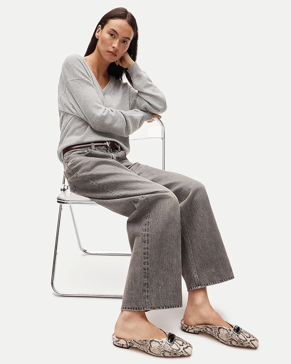 Sophie Ballet Mules in Snake-Embossed Leather by J.Crew