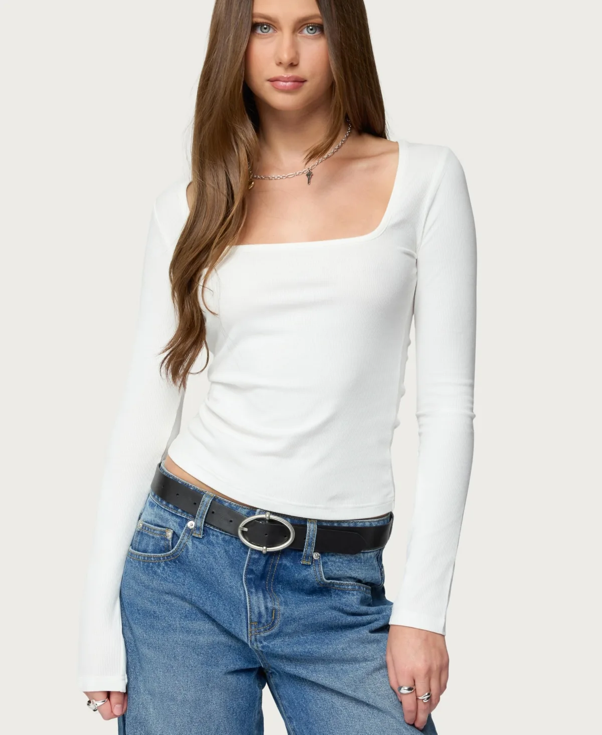 Zandra Square Neck Ribbed Top by Edikted
