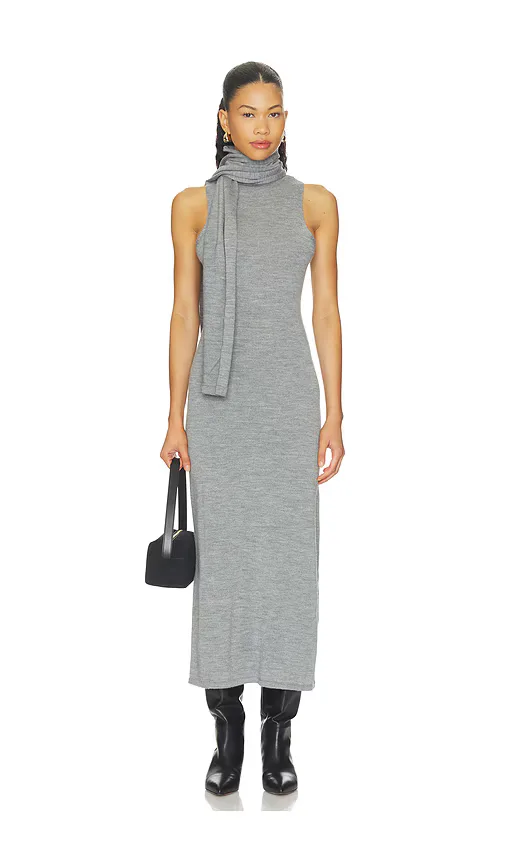 Wool Funnel Scarf Dress by AEXAE