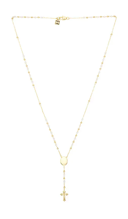 The Pearl Mary Rosary Cross Necklace by The M Jewelers NY