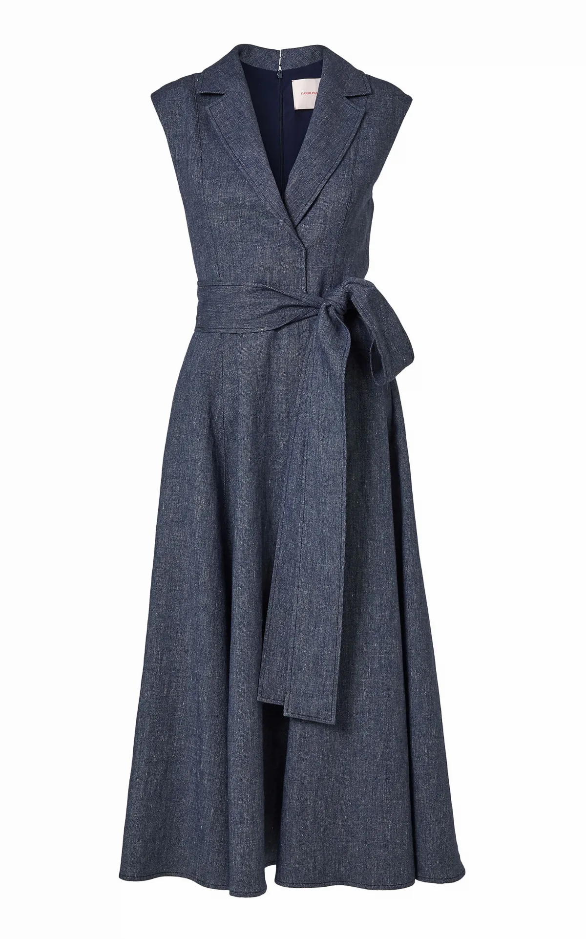 Belted Wool-Blend Flannel Midi Dress by Carolina Herrera