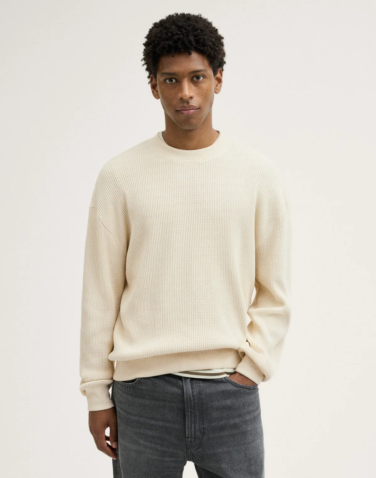 Waffle-Knit Sweatshirt