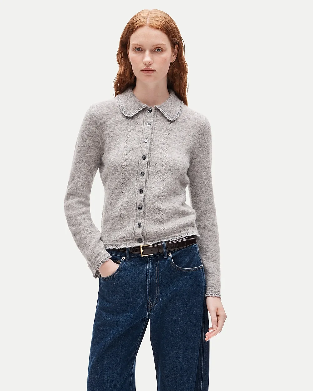 Pointelle Cardigan in Alpaca Blend by J.Crew