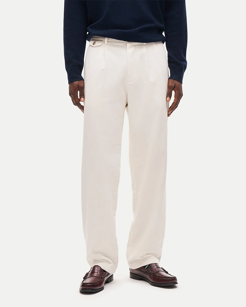 Relaxed-Fit Double-Pleated Corduroy Pant