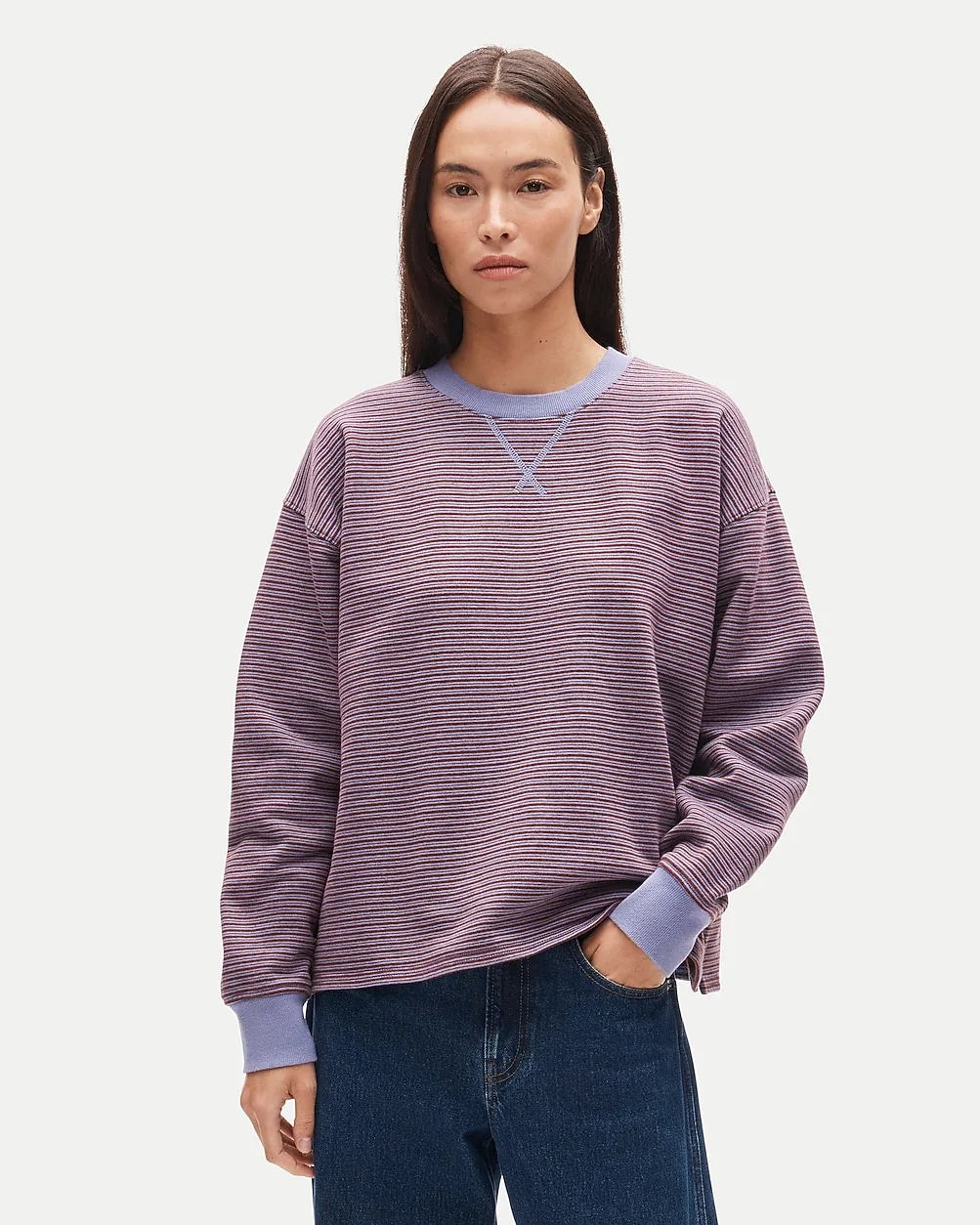 Vintage Fleece Relaxed Sweatshirt in Stripe by J.Crew