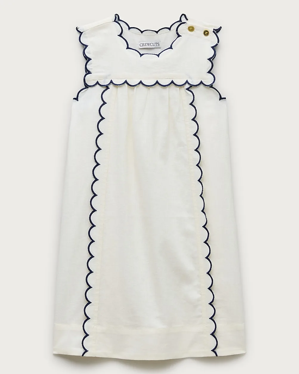 Scallop-Trim Dress in Linen Blend by J.Crew