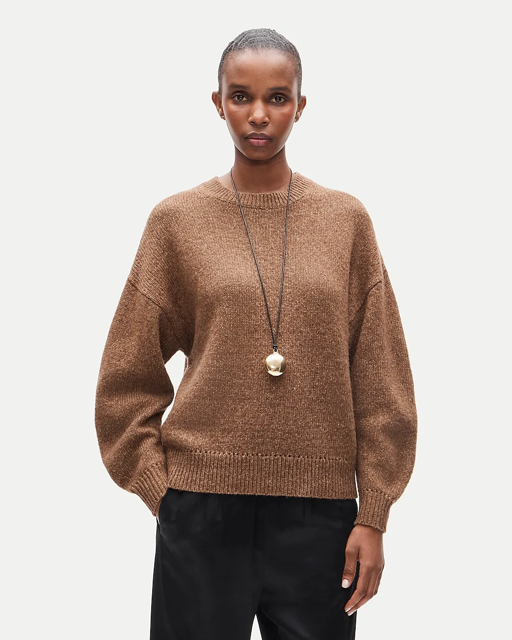 Oversized Crewneck Sweater in Heather Italian Yarn