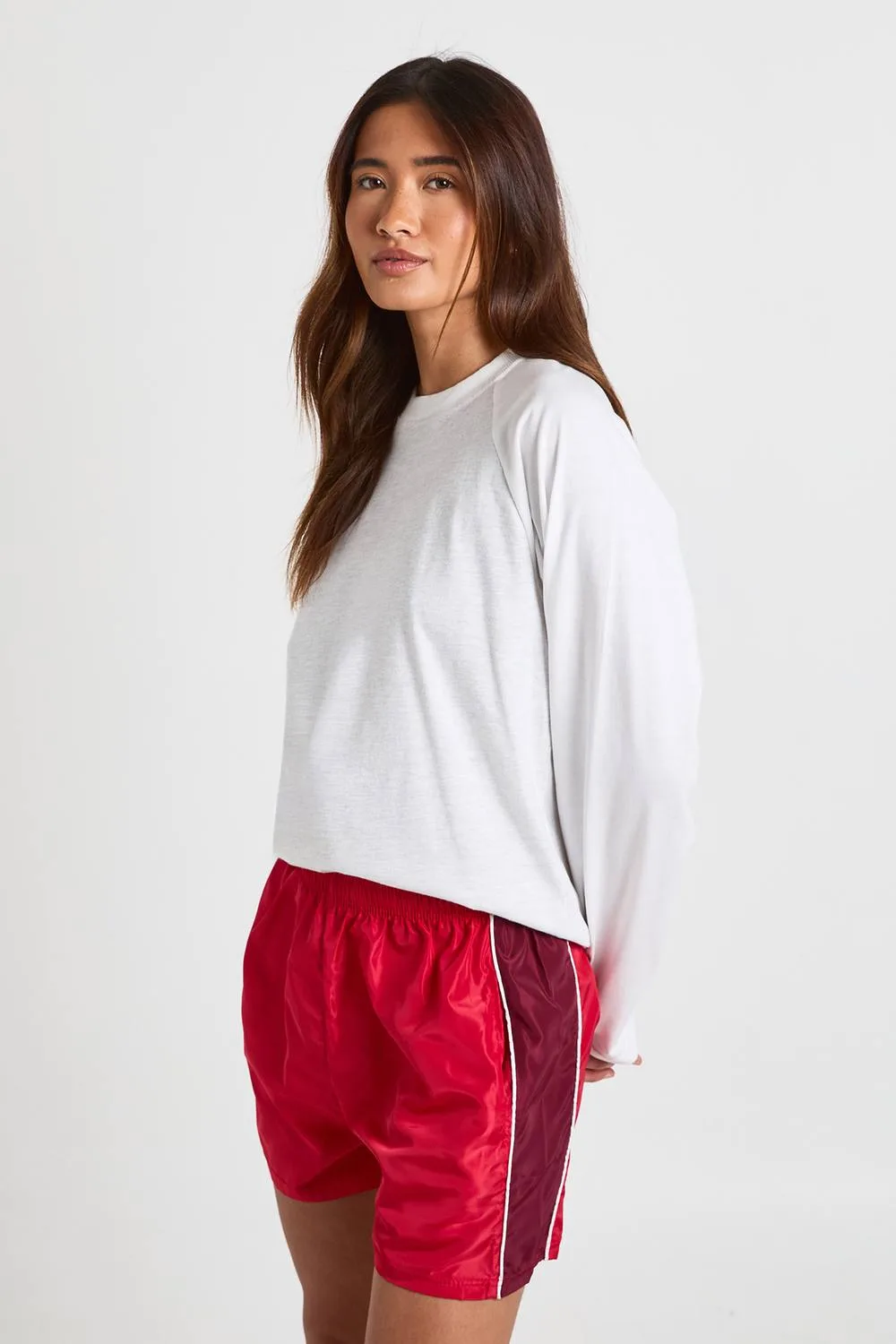 Nylon High Waist Contrast Panel Track Shorts by boohoo