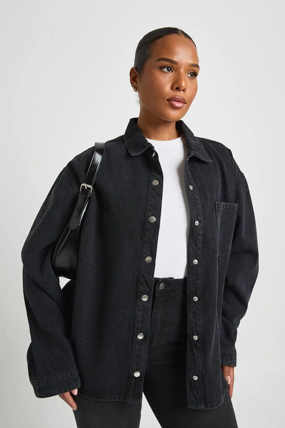 Oversized Denim Shirt by boohoo