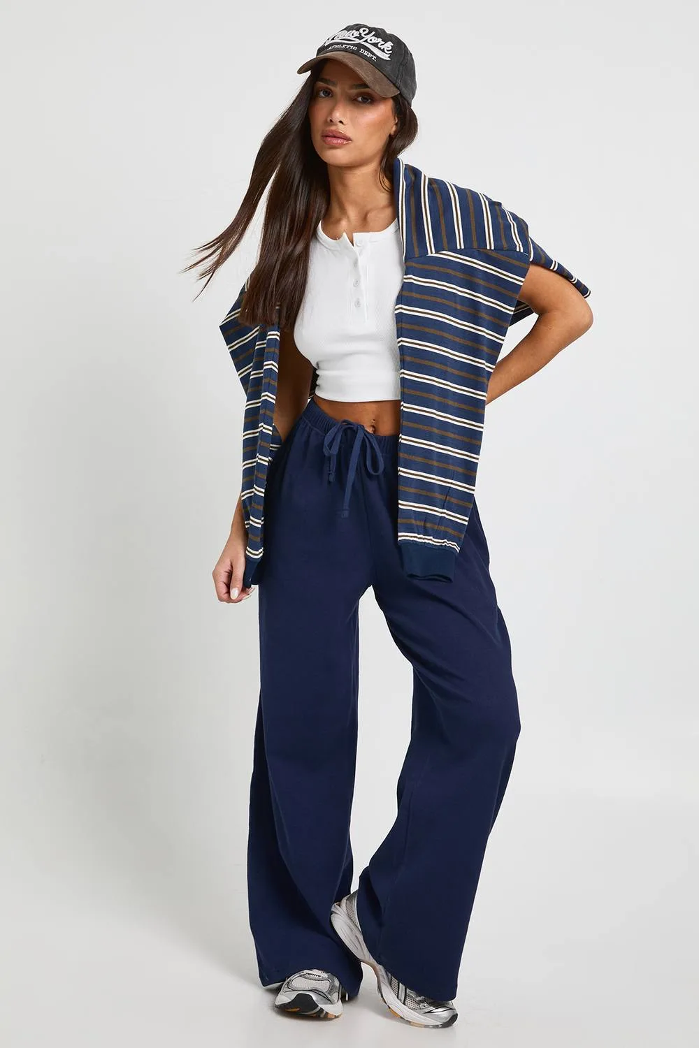 Rib Wide Leg Trouser by boohoo