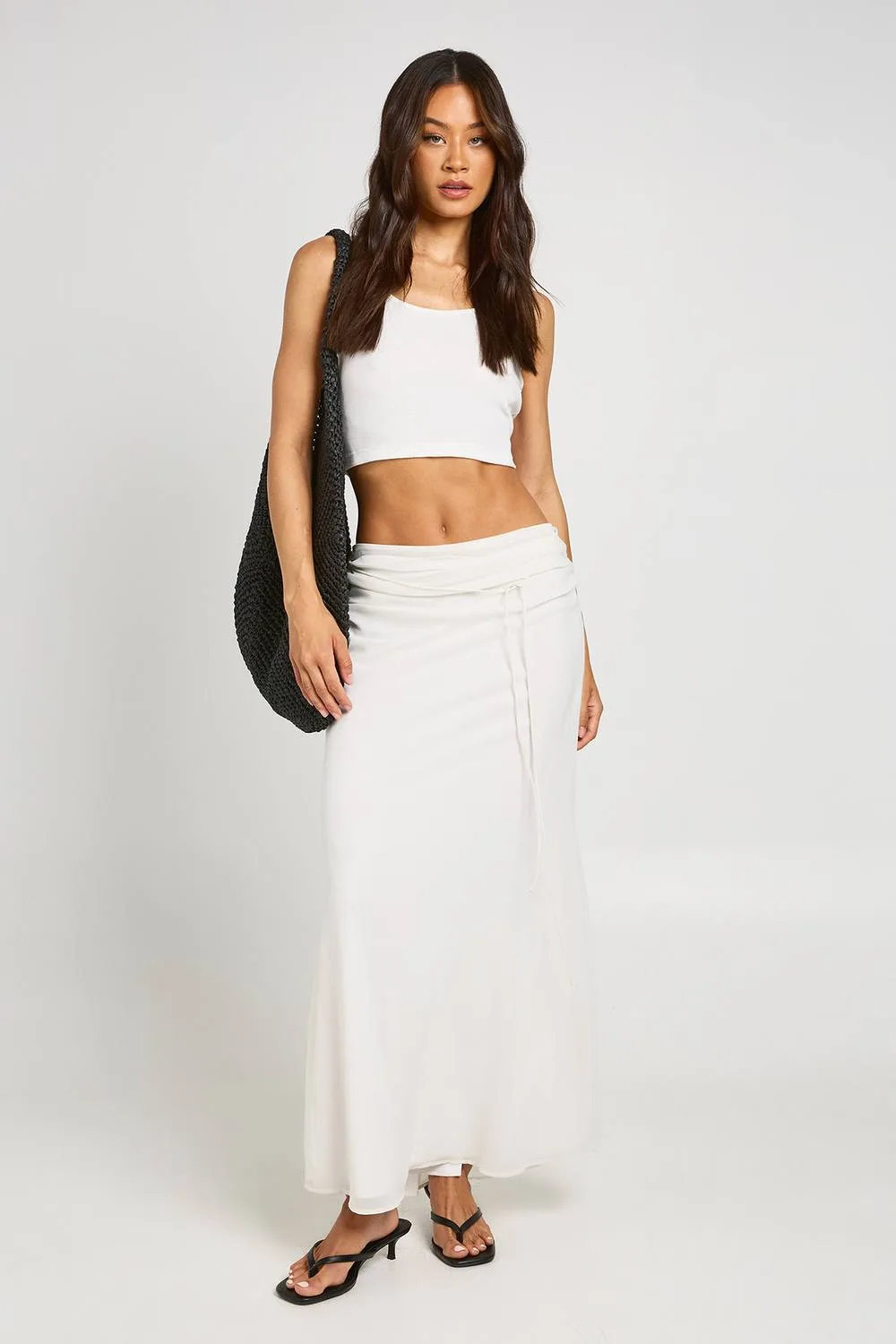 Low Waist Chiffon Maxi Skirt by boohoo