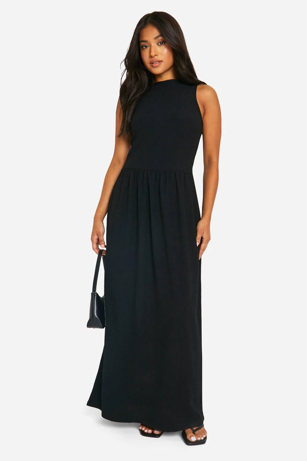 Crinkle Drop Waist Racer Maxi Dress by boohoo