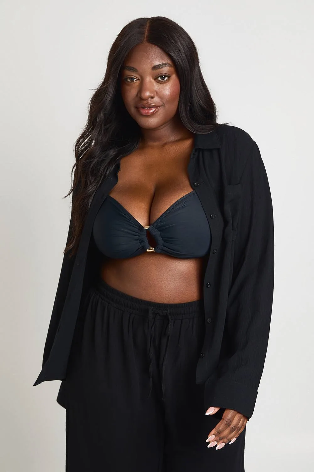 Essentials Oversized Linen Look Shirt by boohoo