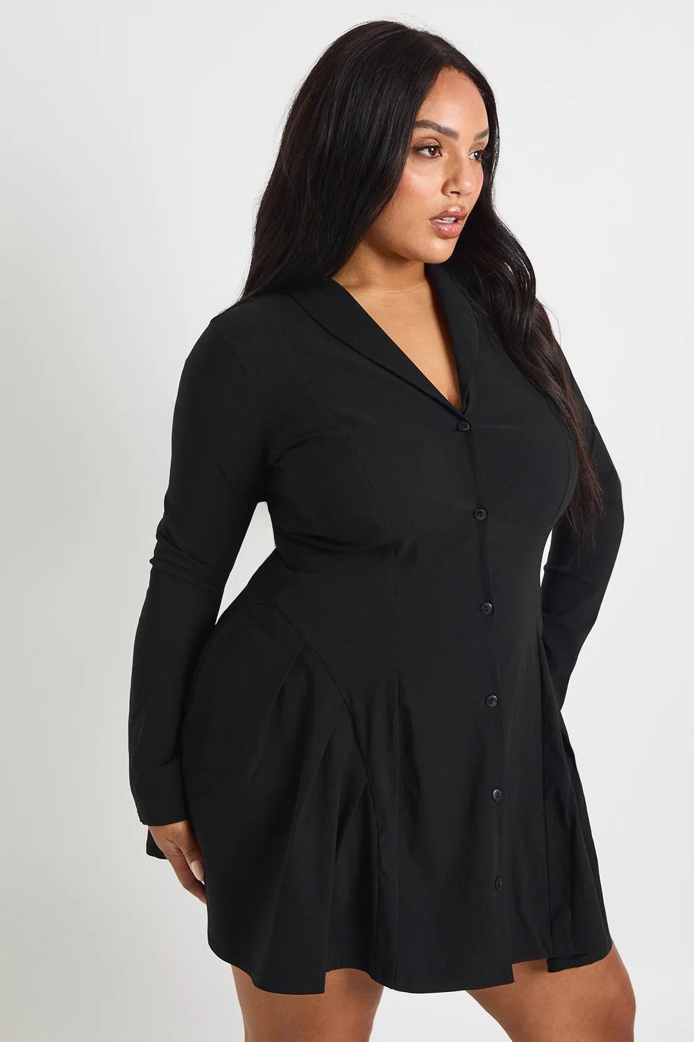 Long Sleeve Button Down Blazer Dress in Denim