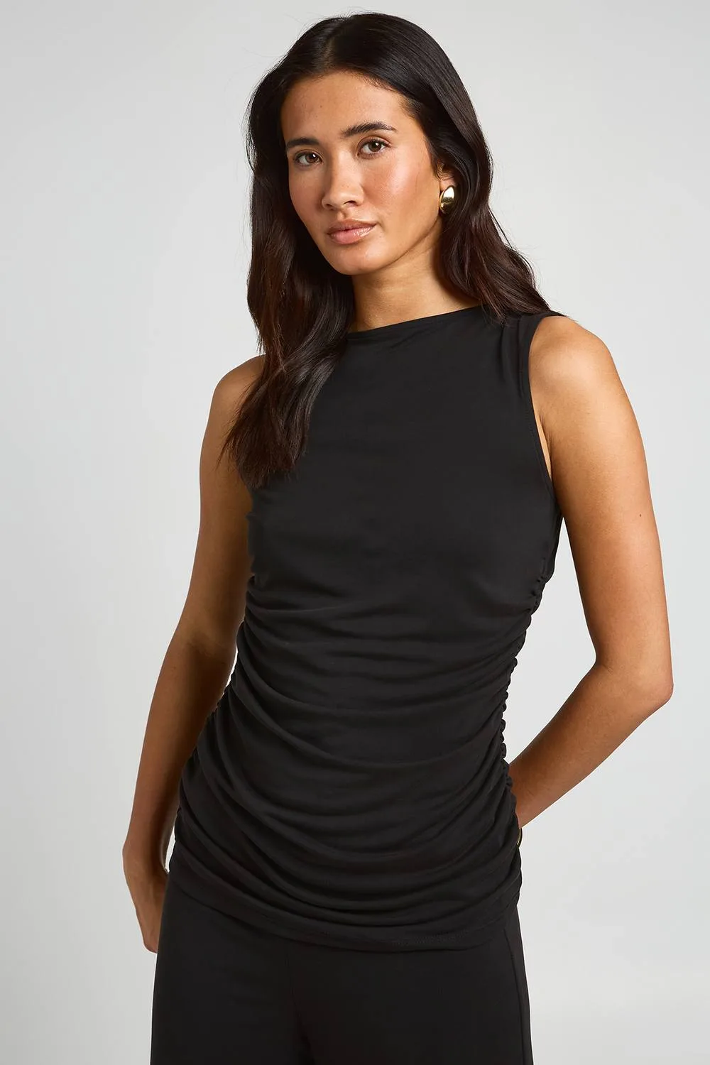 Modal Ruched Side Long Line Top