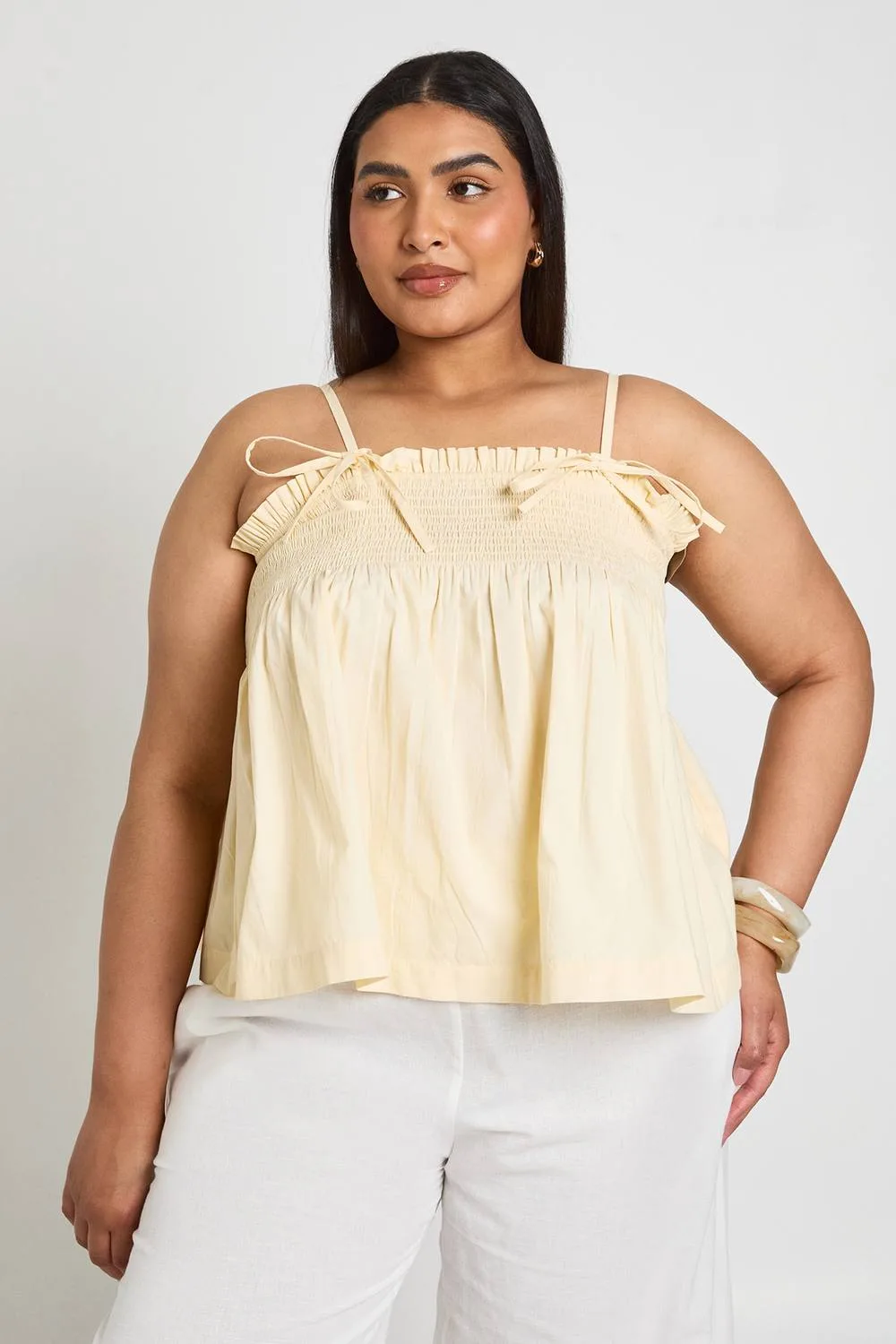 Shirred Bow Detail Cami Top by boohoo