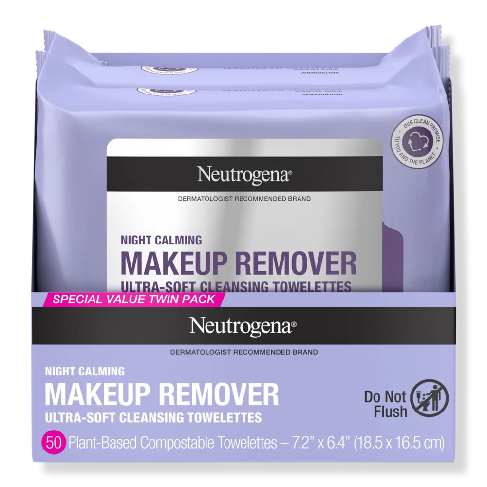 Night Calming Makeup Remover Cleansing Towelettes Twin Pack by Neutrogena